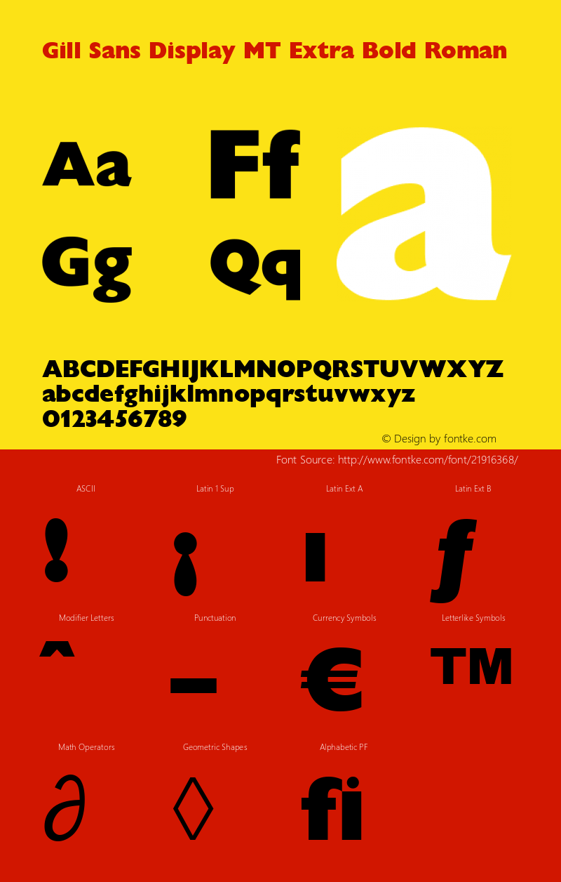 Gill Sans Display MT Extra Bold Version 2.10图片样张