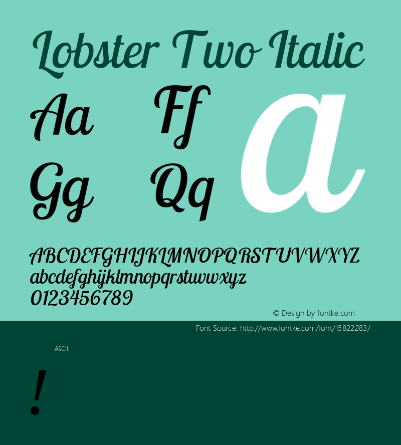 Lobster Two Italic Version 1.006; ttfautohint (v1.4.1)图片样张