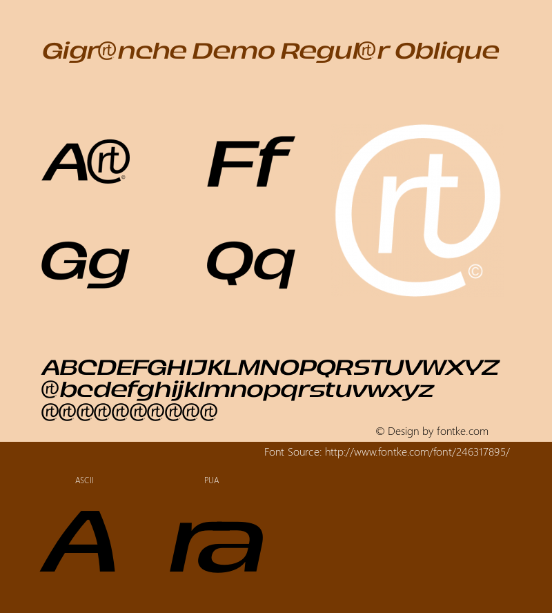 Gigranche Demo Regular Oblique Version 1.000;September 12, 2022;FontCreator 14.0.0.2814 64-bit图片样张