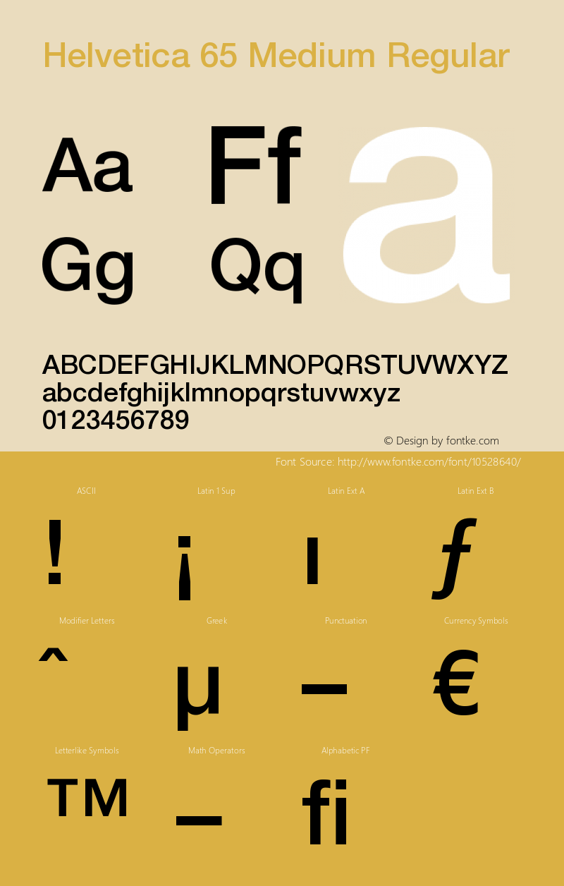Helvetica 65 Medium Regular OTF 1.0;PS 001.002;Core 1.0.22图片样张