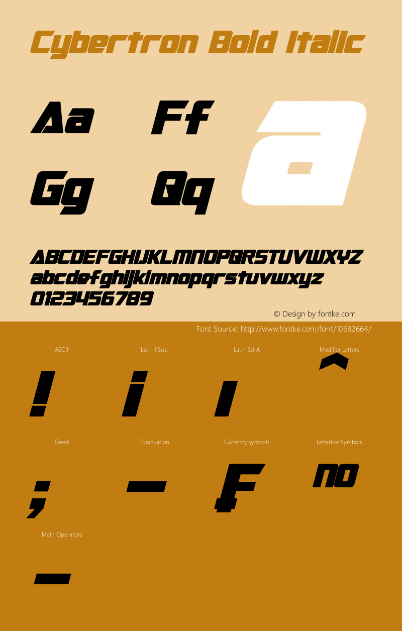 Cybertron Bold Italic Version 10.00 April 1, 2015图片样张