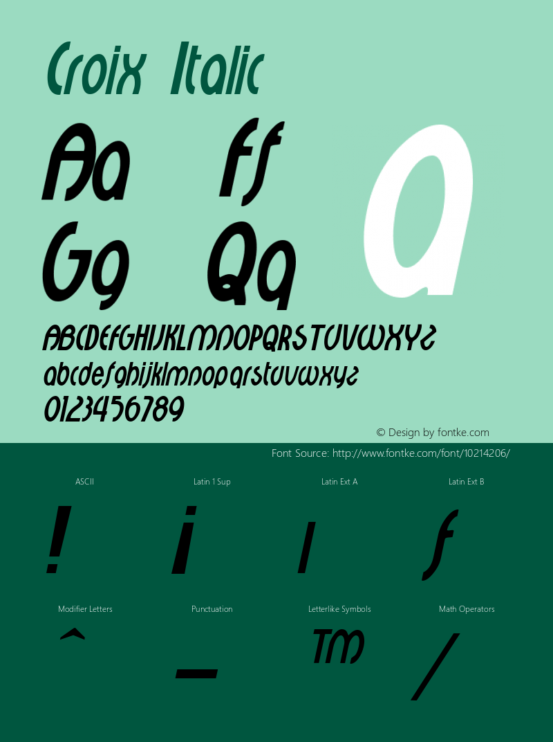 Croix Italic W.S.I. Int'l v1.1 for GSP: 6/20/95图片样张