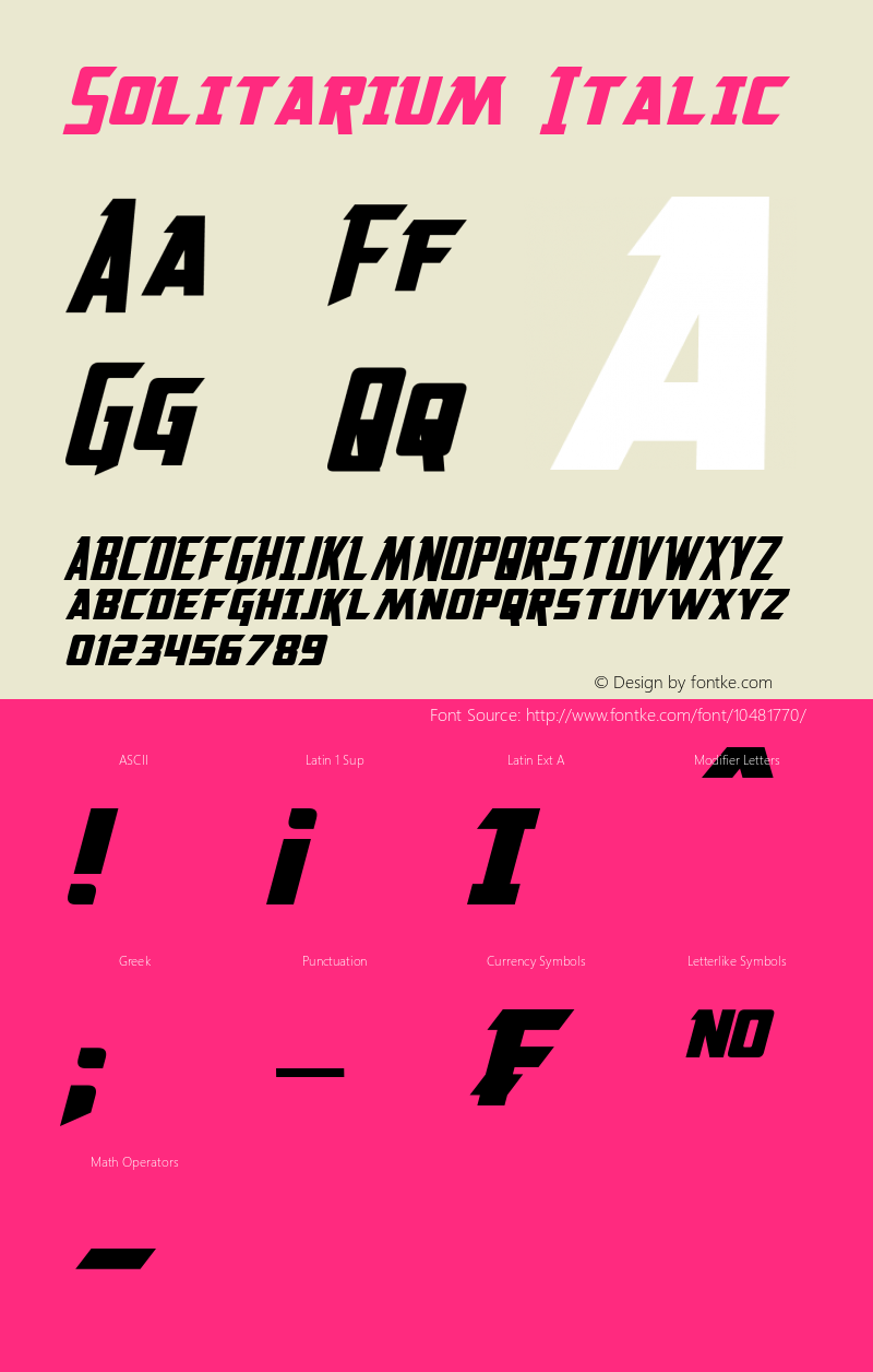 Solitarium Italic Version 1.00 April 17, 2013, initial release图片样张