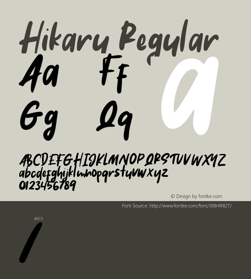 Hikaru Version 1.00;June 3, 2019;FontCreator 11.5.0.2430 64-bit图片样张