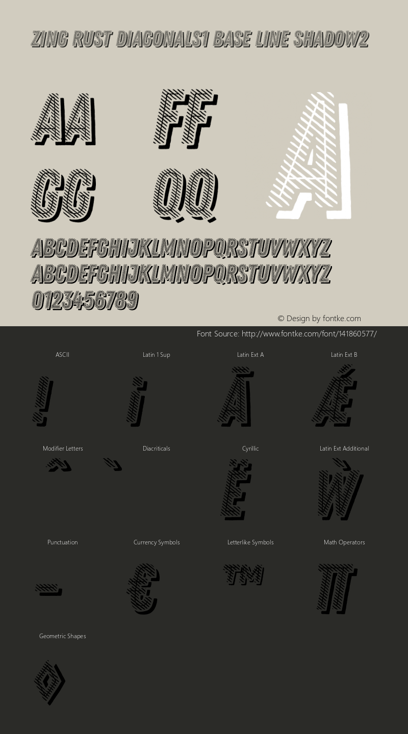 Zing Rust Diagonals1 Base Line Shadow2 Version 1.000;PS 001.000;hotconv 1.0.88;makeotf.lib2.5.64775图片样张