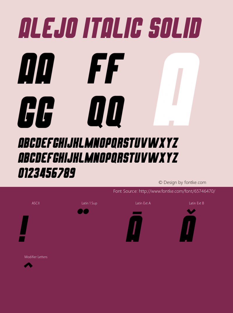 Alejo Italic Solid Version 1.00;May 1, 2020;FontCreator 12.0.0.2563 64-bit图片样张