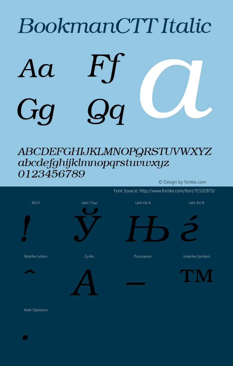 BookmanCTT Italic 1.000.000图片样张