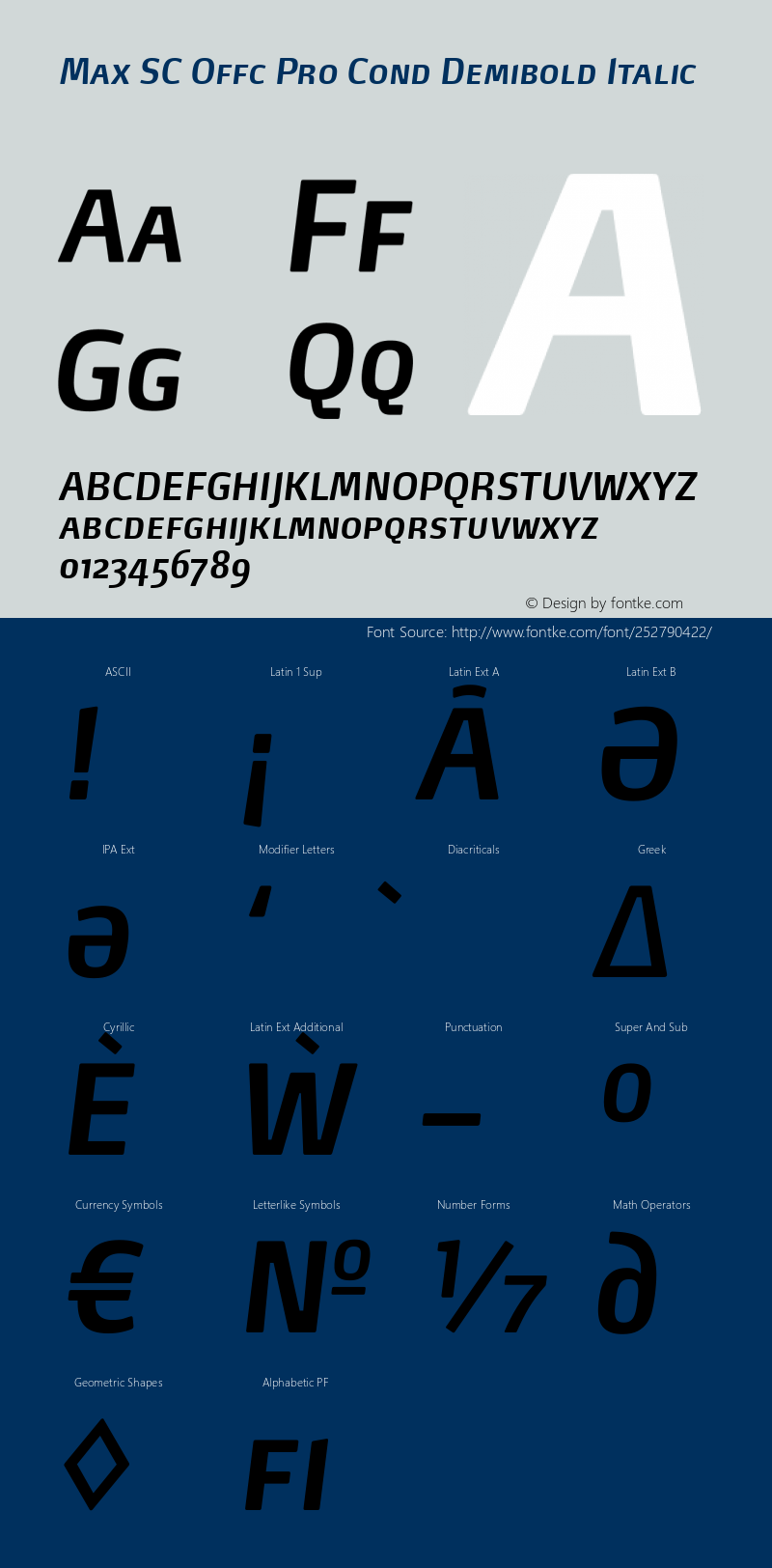 Max SC Offc Pro Cond Demibold Italic Version 7.504; 2014; Build 1021图片样张