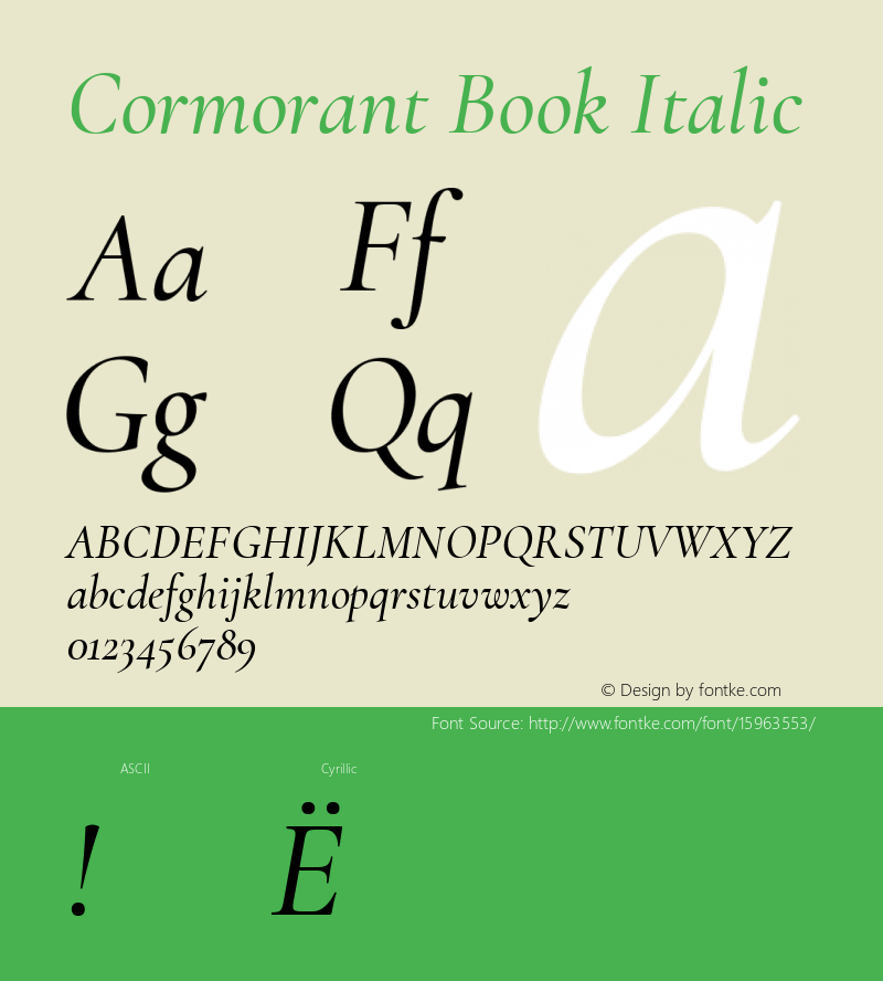 Cormorant Book Italic Version 1.000;PS 002.000;hotconv 1.0.88;makeotf.lib2.5.64775; ttfautohint (v1.4.1)图片样张