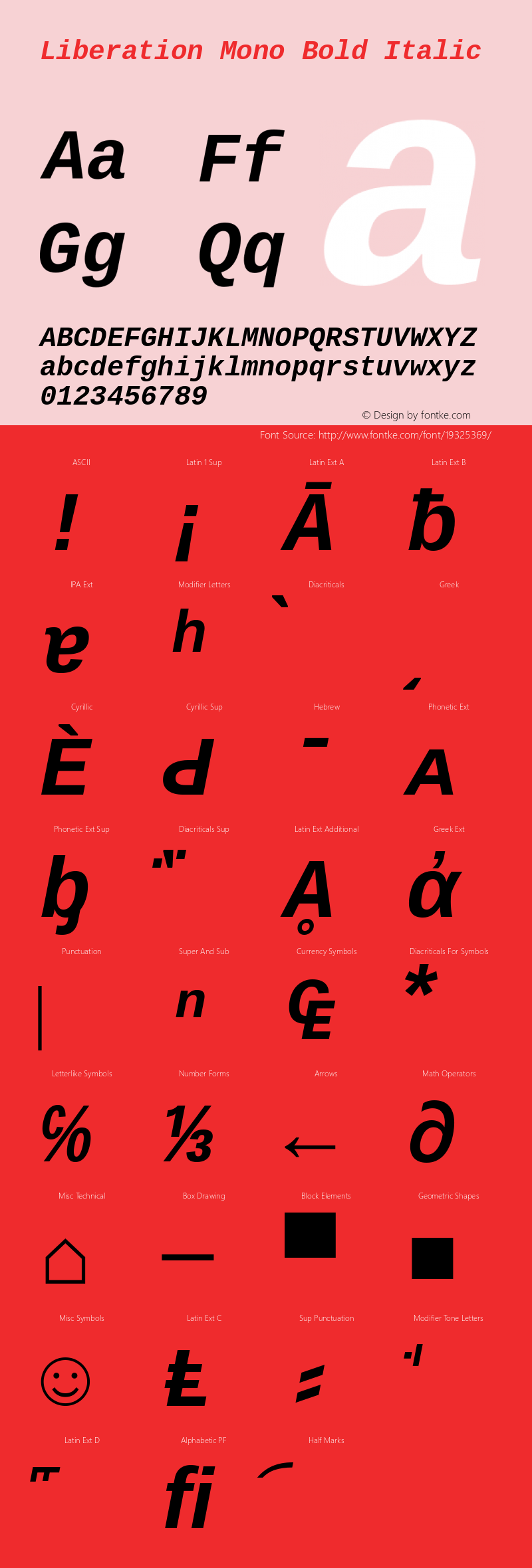 Liberation Mono Bold Italic Version 2.00.1图片样张