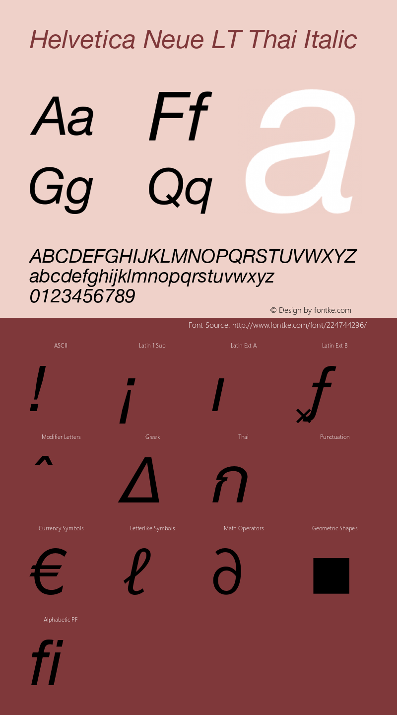 Helvetica Neue LT Thai Italic Version 1.10图片样张