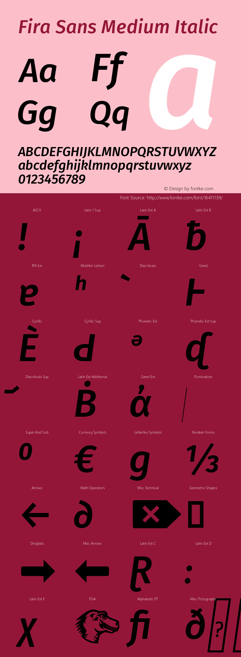Fira Sans Medium Italic Version 4.106g图片样张