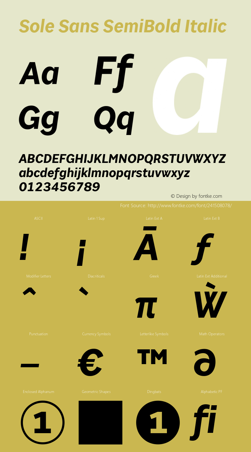 Sole Sans SemiBold Italic Version 1.10图片样张