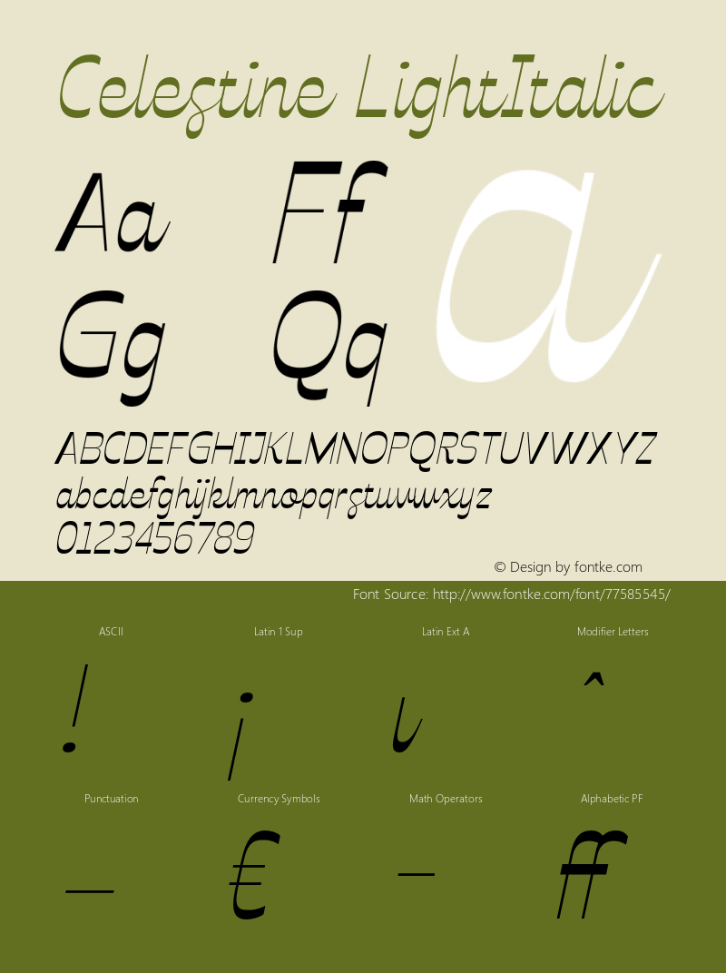 Celestine Light Italic Version 1.000图片样张