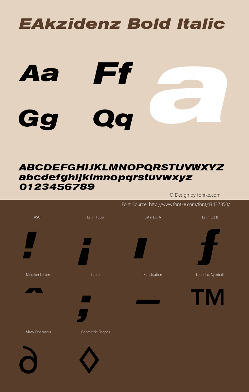 EAkzidenz Bold Italic Version 4.00 April 13, 2007图片样张