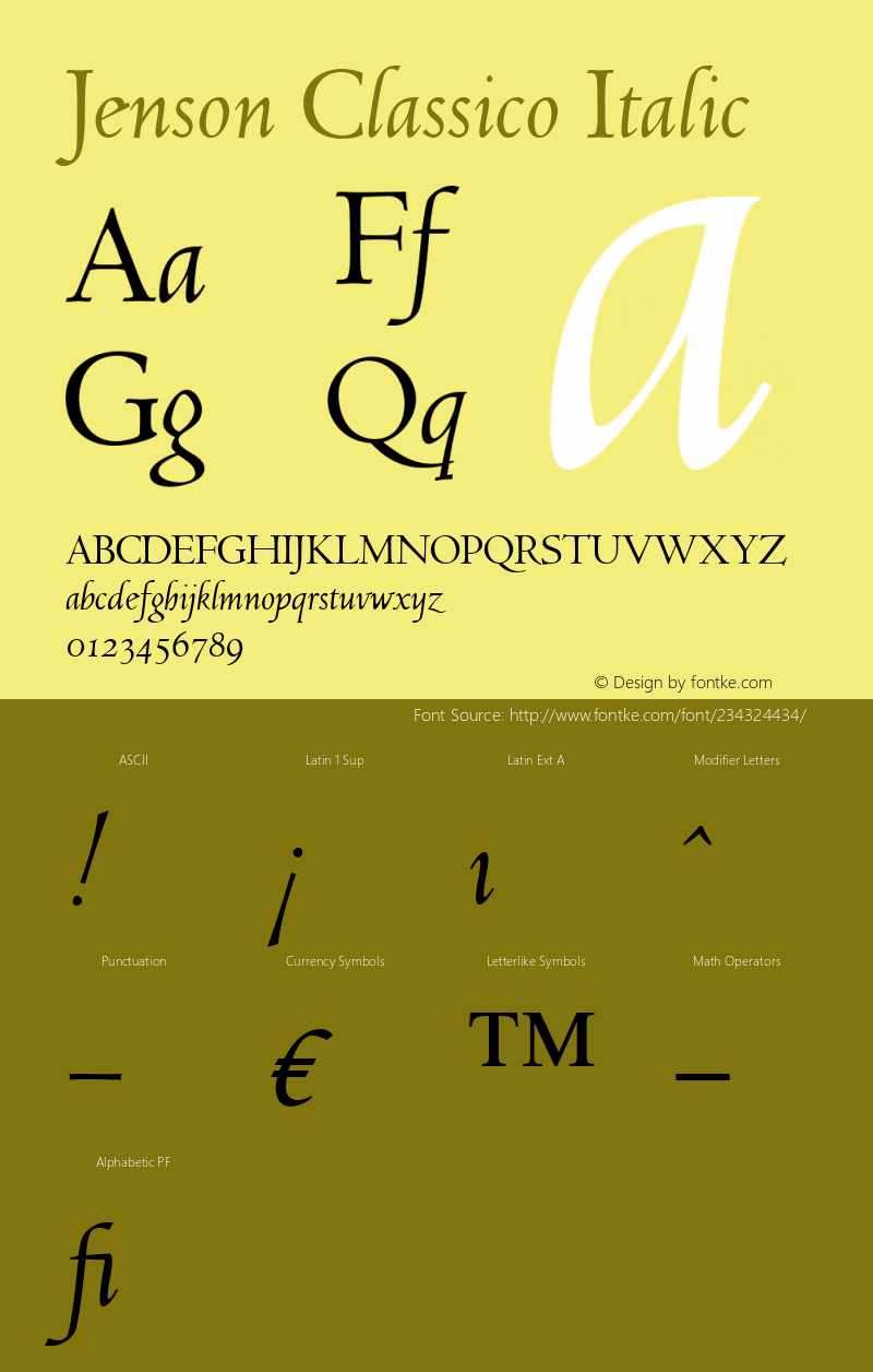 Jenson Classico Italic Version 1.00图片样张