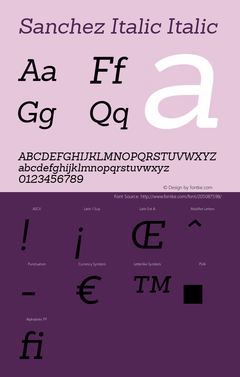 Sanchez Italic 1.000图片样张