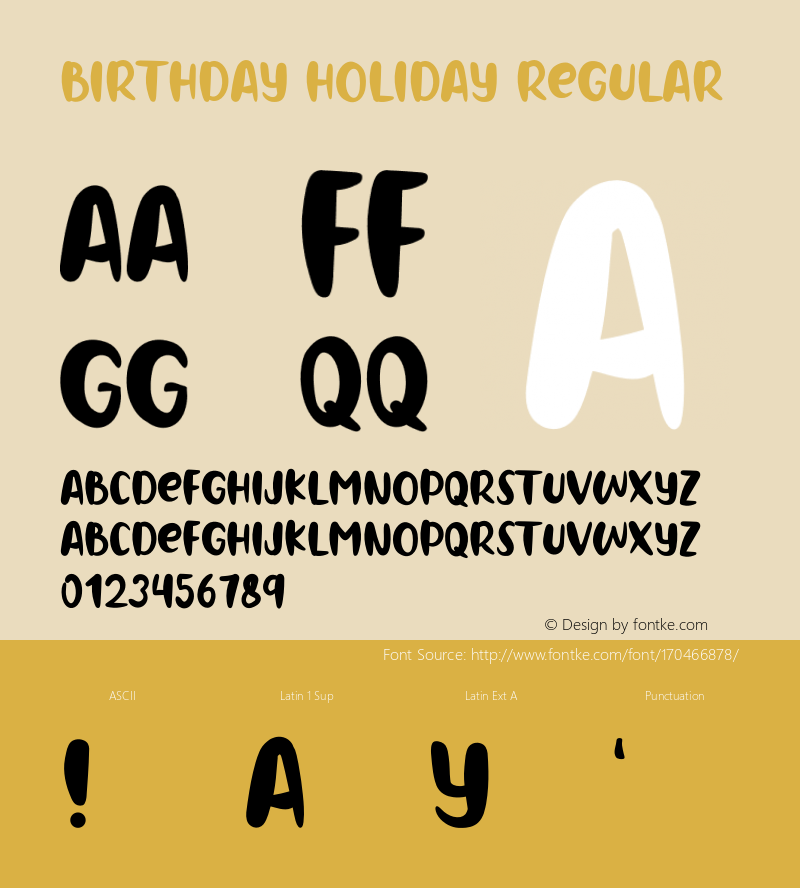 BIRTHDAY HOLIDAY Version 1.001;Fontself Maker 3.5.4图片样张