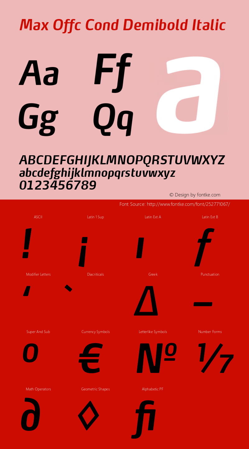 Max Offc Cond Demibold Italic Version 7.504; 2014; Build 1021图片样张