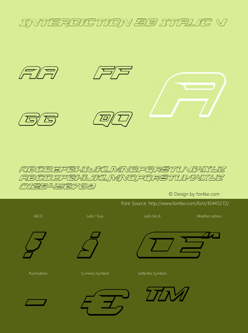 Interdiction 3D Italic V Version 1.0; 2012图片样张