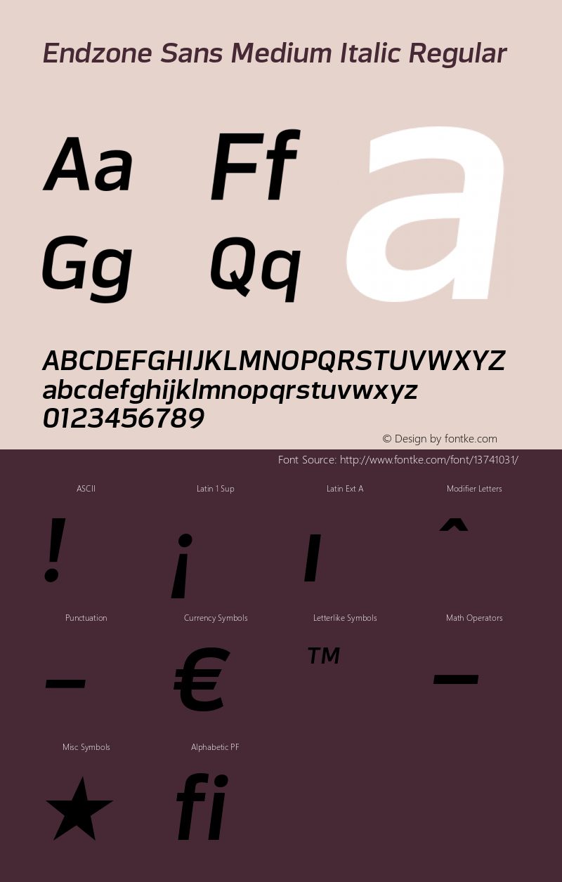 Endzone Sans Medium Italic Regular Version 1.000图片样张