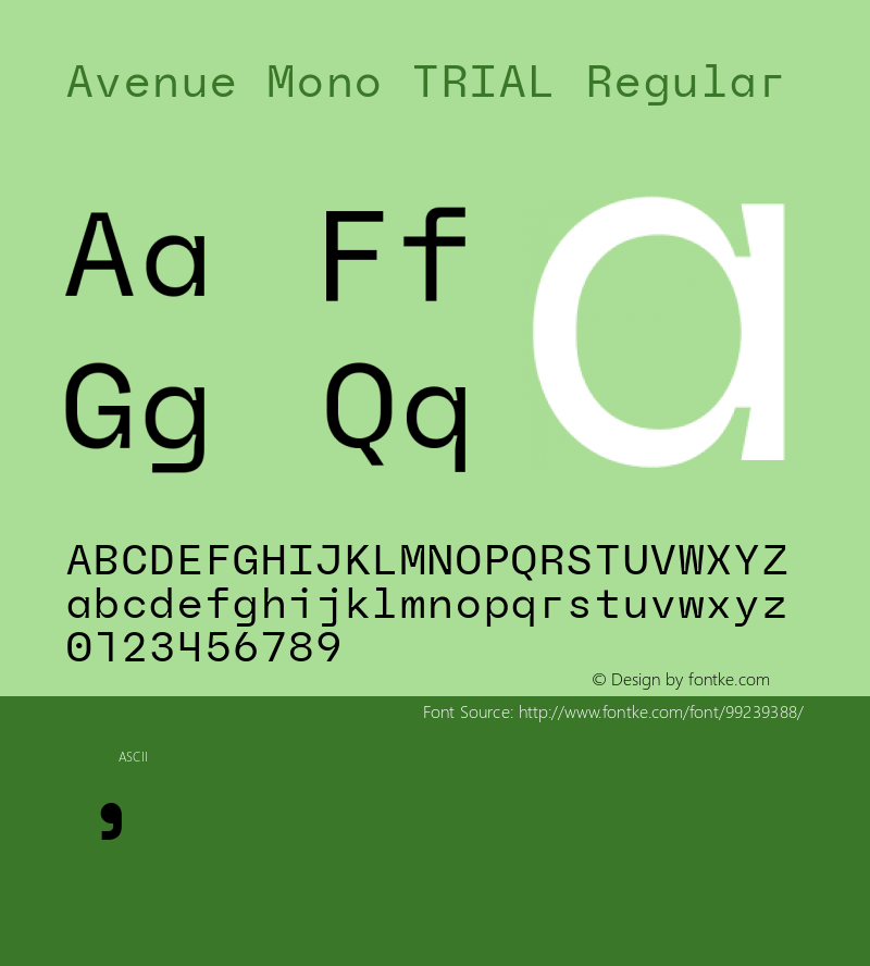 Avenue Mono TRIAL Regular Version 0.005图片样张