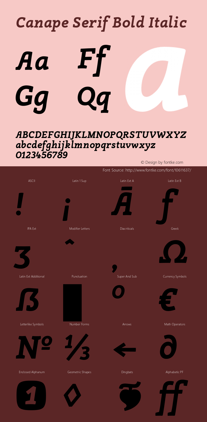 Canape Serif Bold Italic Version 1.000图片样张