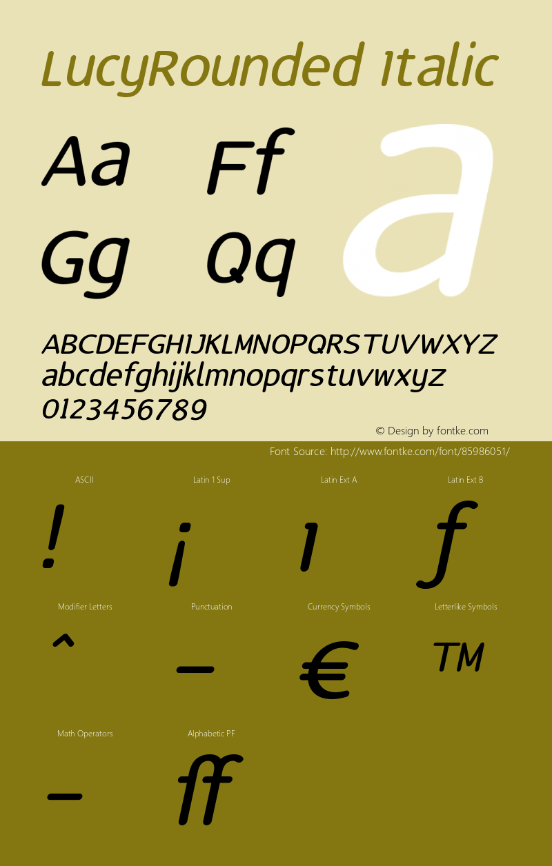 LucyRounded-Italic 1.000图片样张