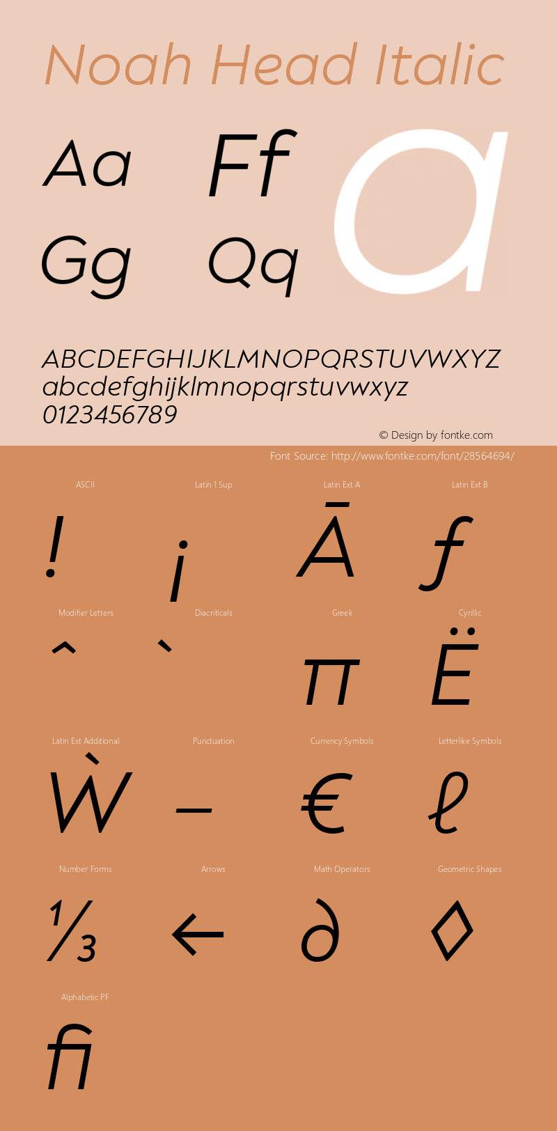 Noah Head Regular Italic Version 1.000; ttfautohint (v1.8)图片样张