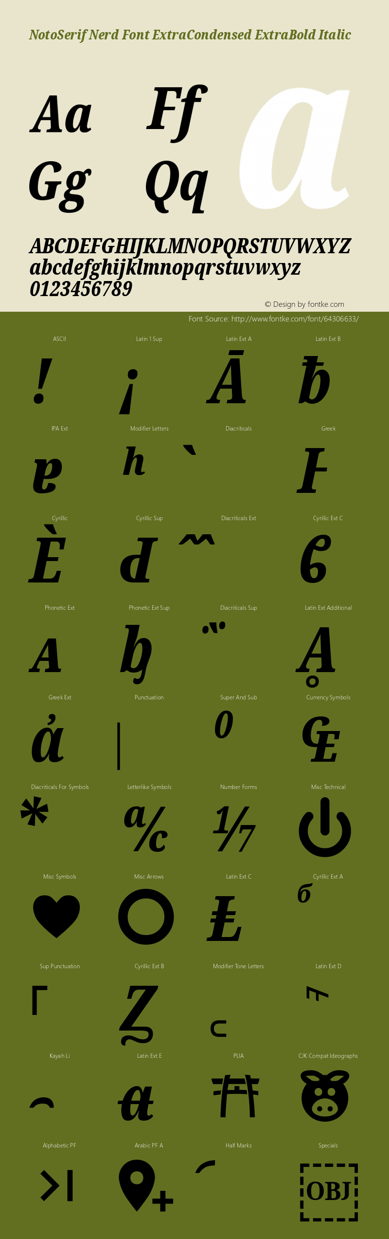 Noto Serif ExtraCondensed ExtraBold Italic Nerd Font Complete Version 2.000;GOOG;noto-source:20170915:90ef993387c0; ttfautohint (v1.7)图片样张