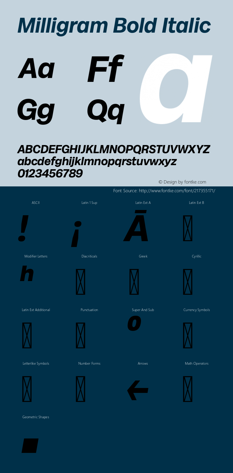 Milligram Bold Italic Version 1.000图片样张