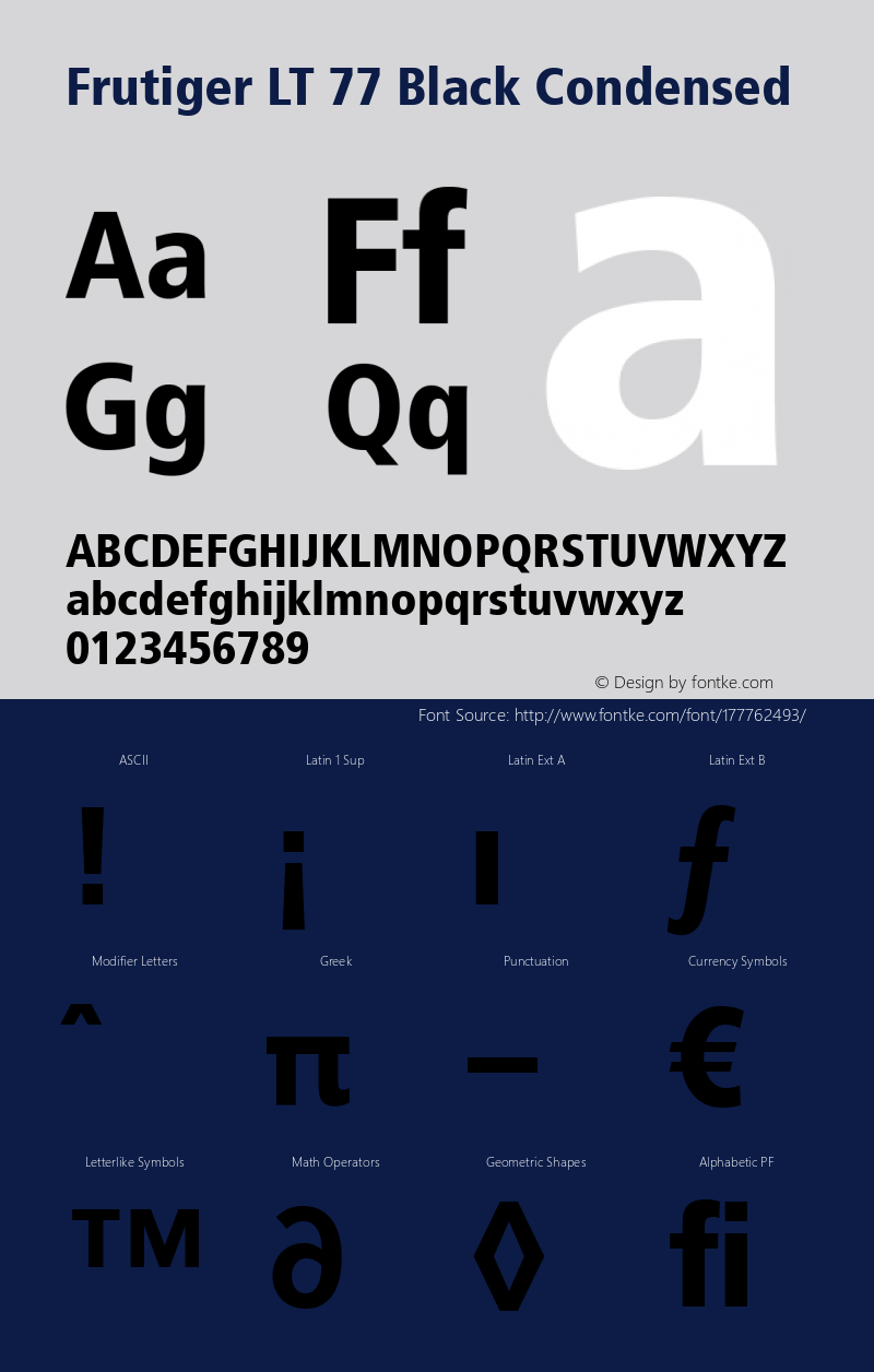 Frutiger LT 77 Black Condensed 006.000图片样张