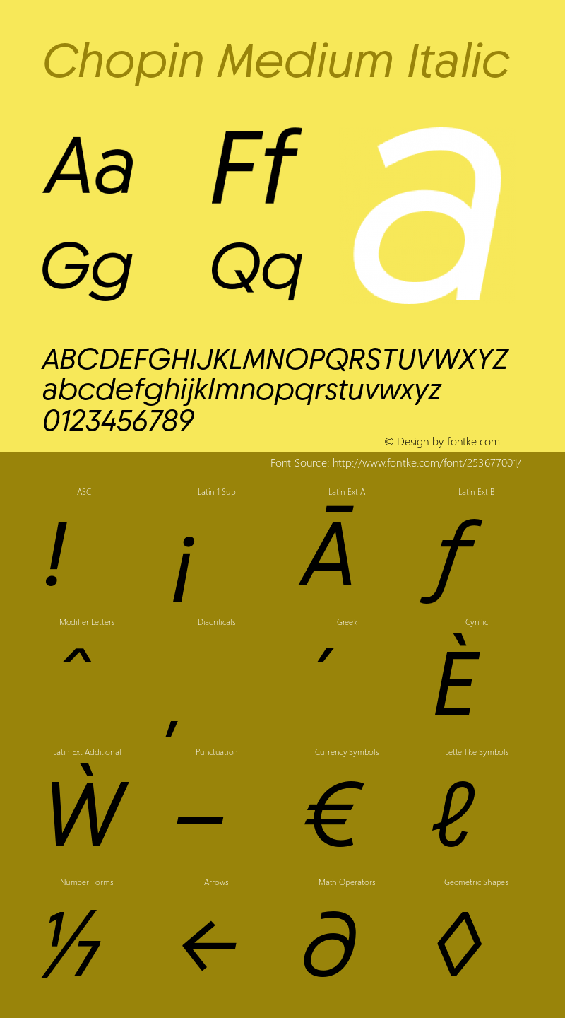 Chopin Medium Italic Version 1.000;Glyphs 3.2 (3231)图片样张