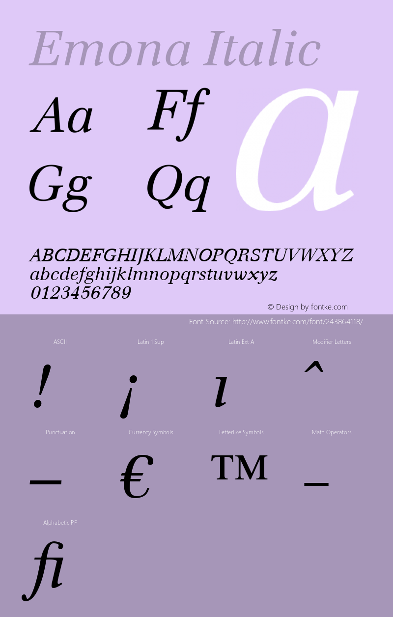 Emona Italic Version 1.00图片样张