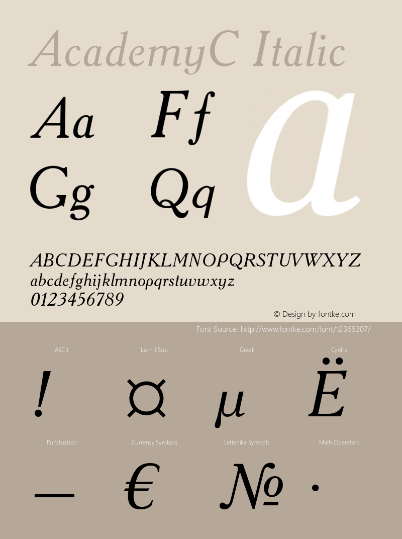 AcademyC Italic OTF 1.0;PS 001.000;Core 116;AOCW 1.0 161图片样张