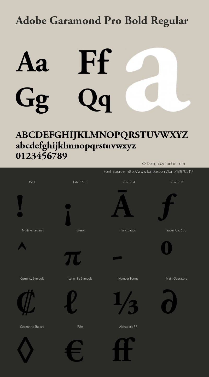 Adobe Garamond Pro Bold Regular Version 2.115;PS 2.000;hotconv 1.0.70;makeotf.lib2.5.5900图片样张