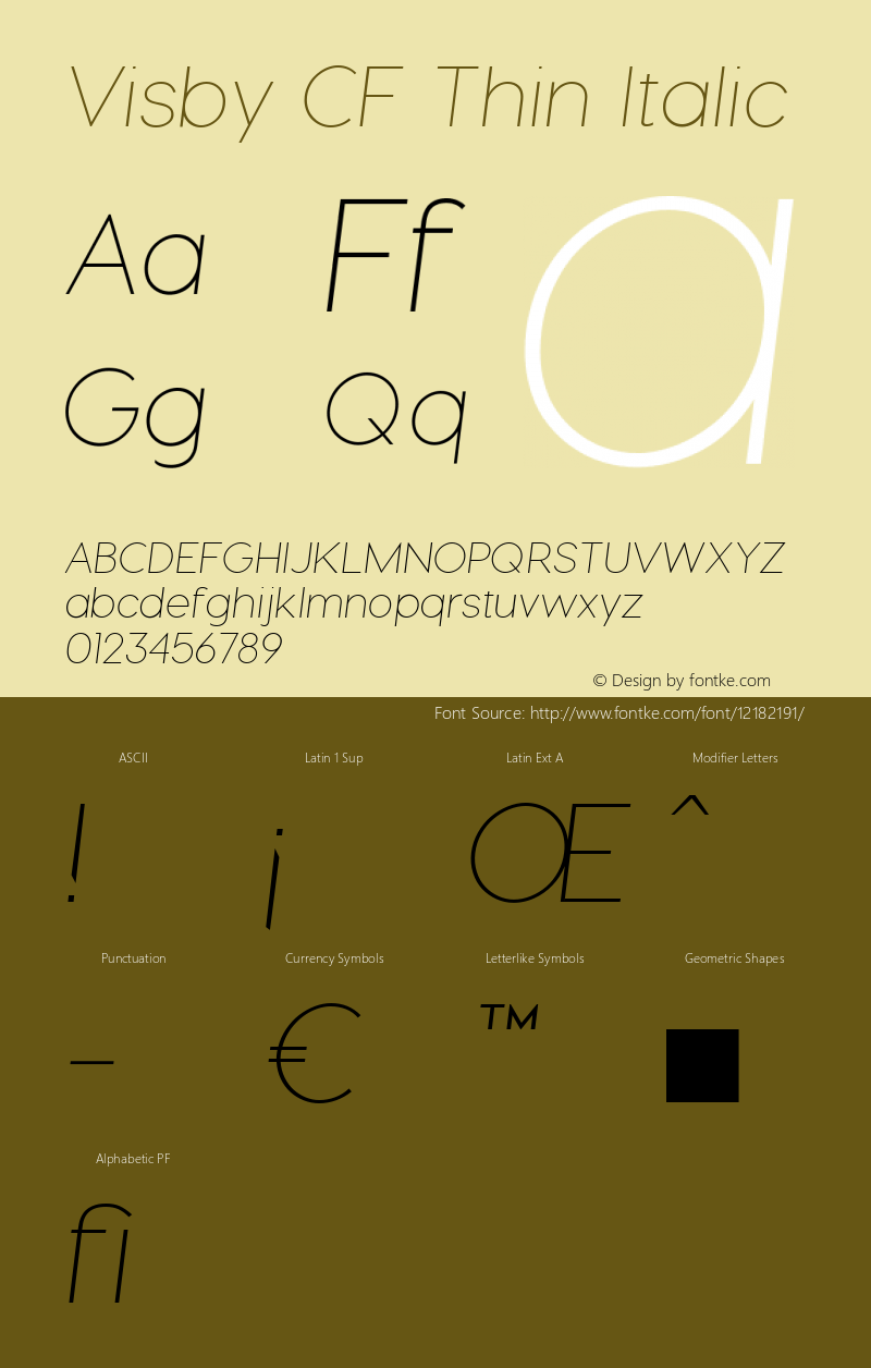 Visby CF Thin Italic Version 1.005;PS 001.005;hotconv 1.0.70;makeotf.lib2.5.58329图片样张