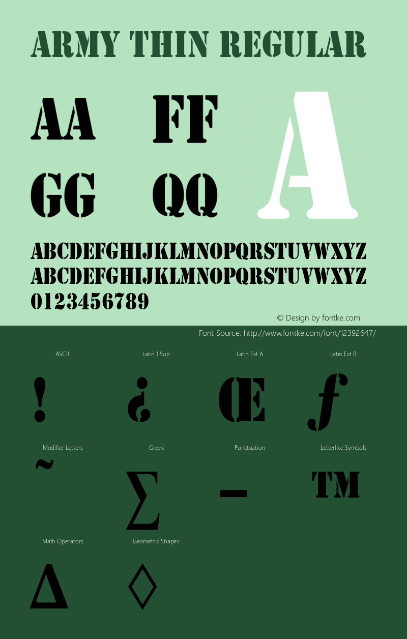 Army Thin Regular Converted from C:\ALLTYPE\ARMY1602.TF1 by ALLTYPE图片样张