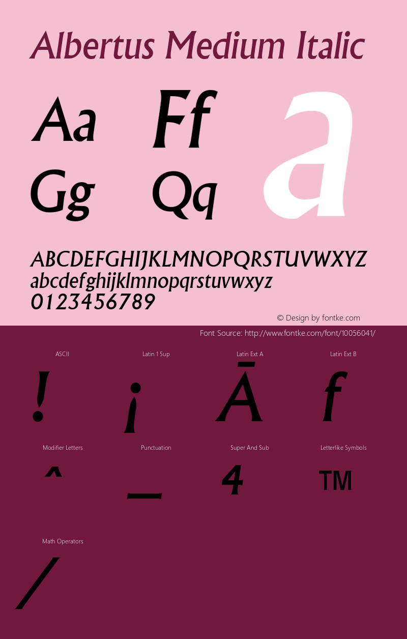 Albertus Medium Italic Version 1.3 (Hewlett-Packard)图片样张