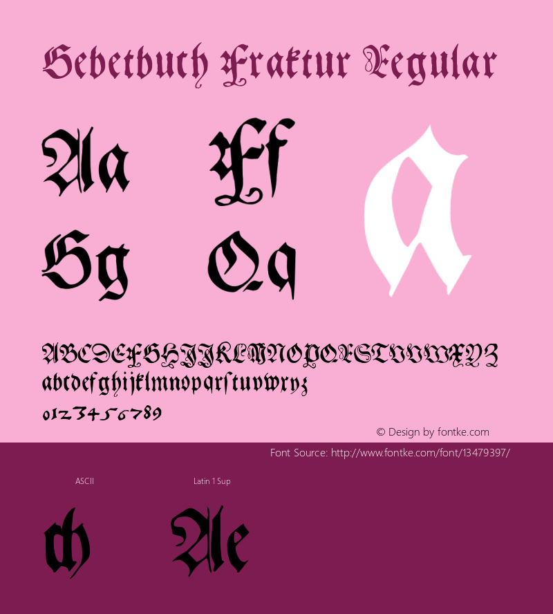 Gebetbuch Fraktur Regular Macromedia Fontographer 4.1 5/10/97图片样张