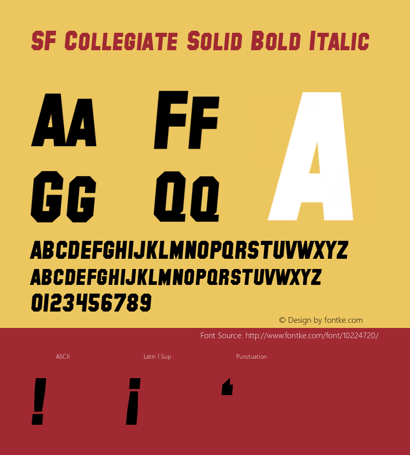 SF Collegiate Solid Bold Italic Version 1.1图片样张