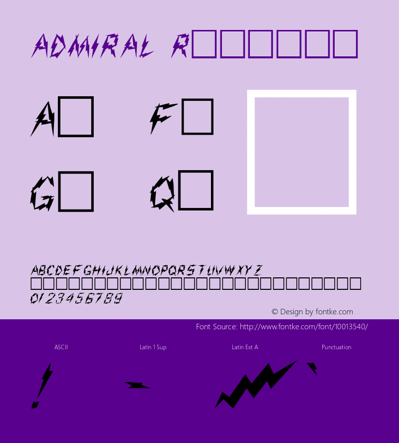 ADMIRAL Regular Altsys Fontographer 3.5  3/17/97图片样张