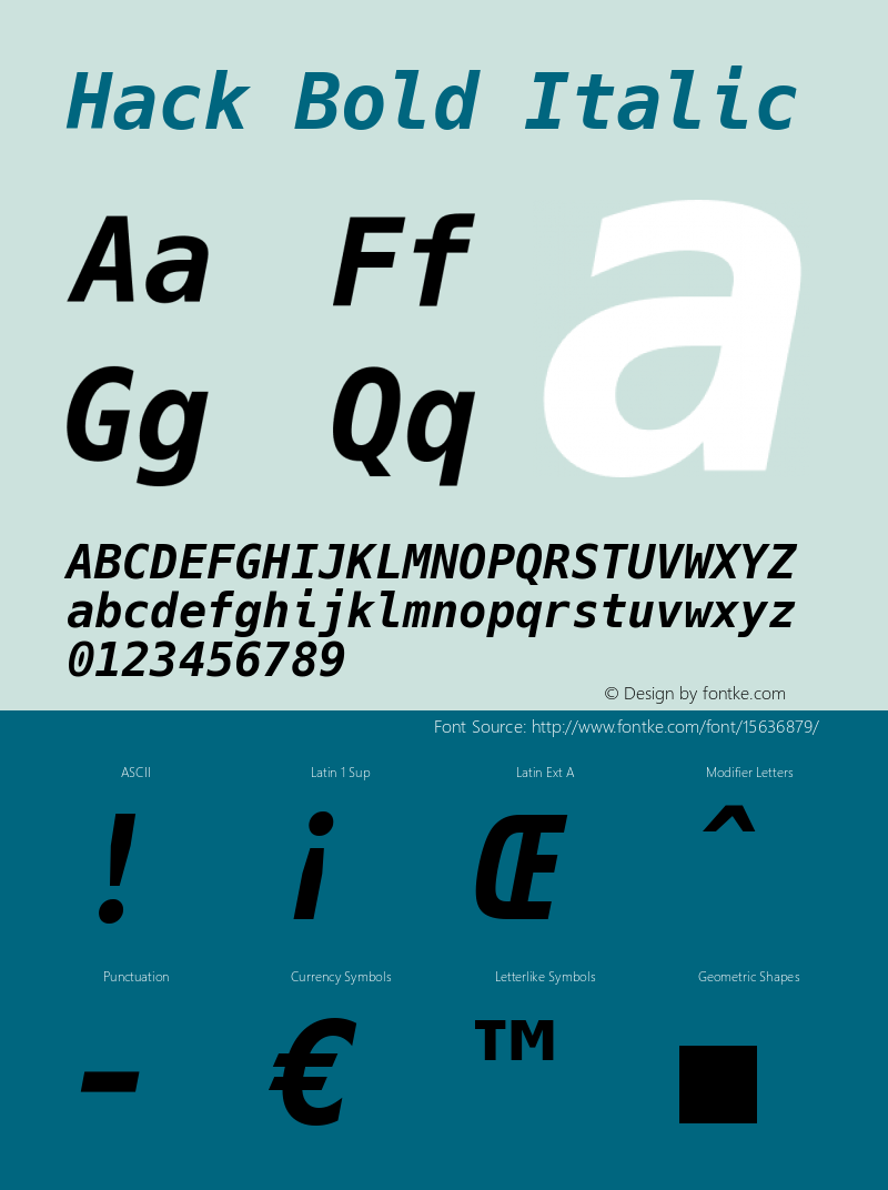 Hack Bold Italic Version 2.013图片样张