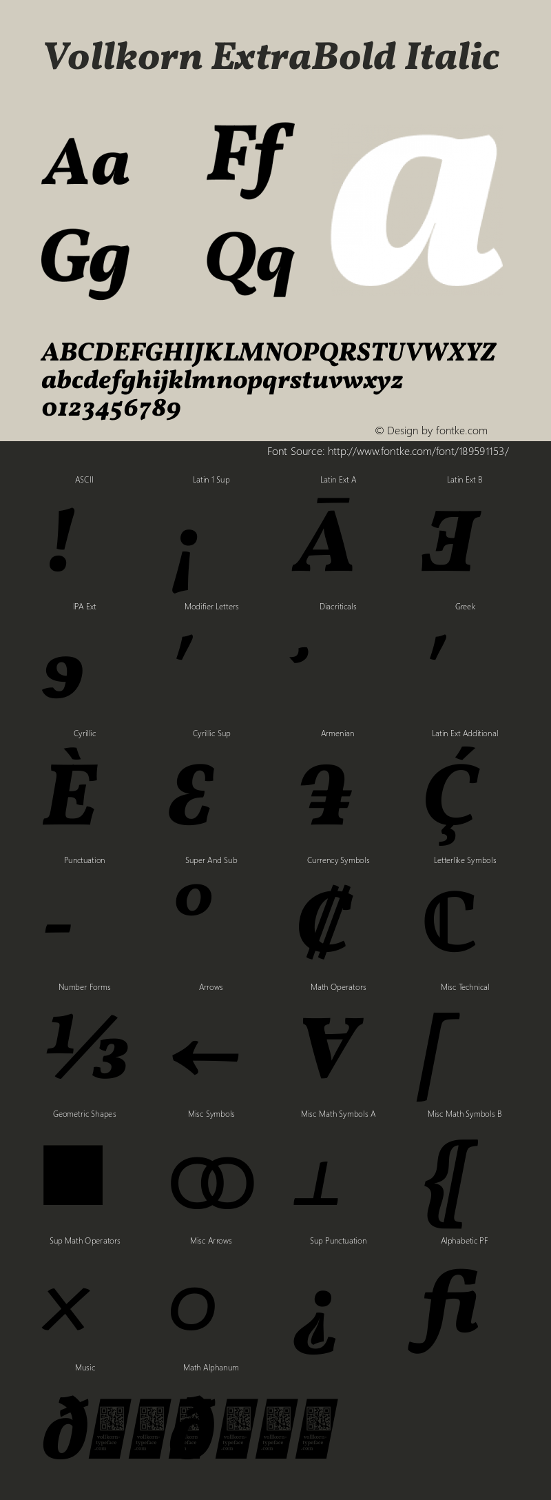 Vollkorn ExtraBold Italic Version 5.001图片样张