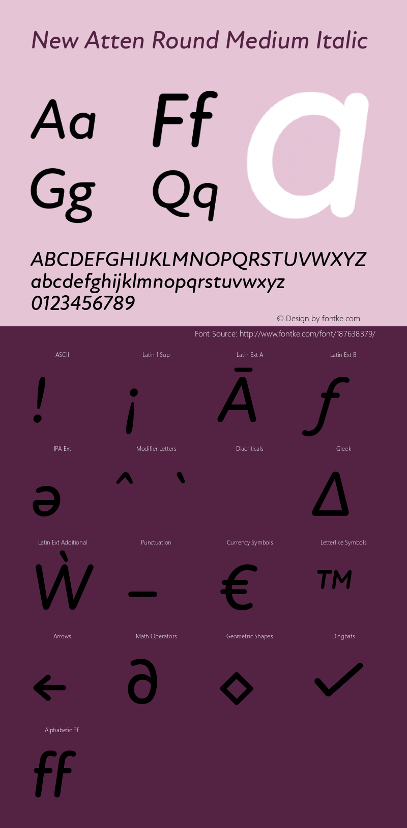 New Atten Round Medium Italic Version 1.101图片样张