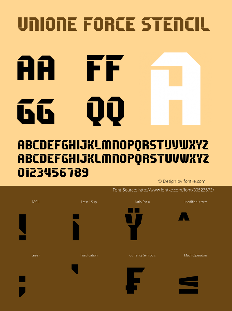 Unione Force Stencil Version 1.00;September 21, 2020;FontCreator 13.0.0.2643 64-bit图片样张