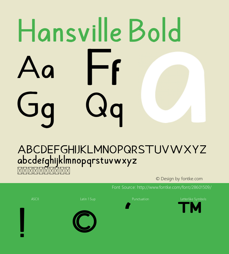 Hansville Bold Version 1.002;Fontself Maker 3.1.1图片样张