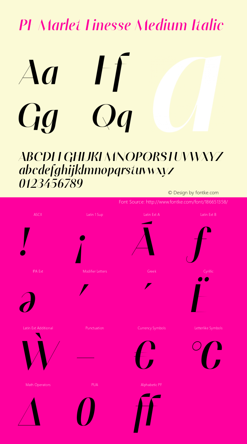 PF Marlet Finesse Medium Italic Version 1.000图片样张