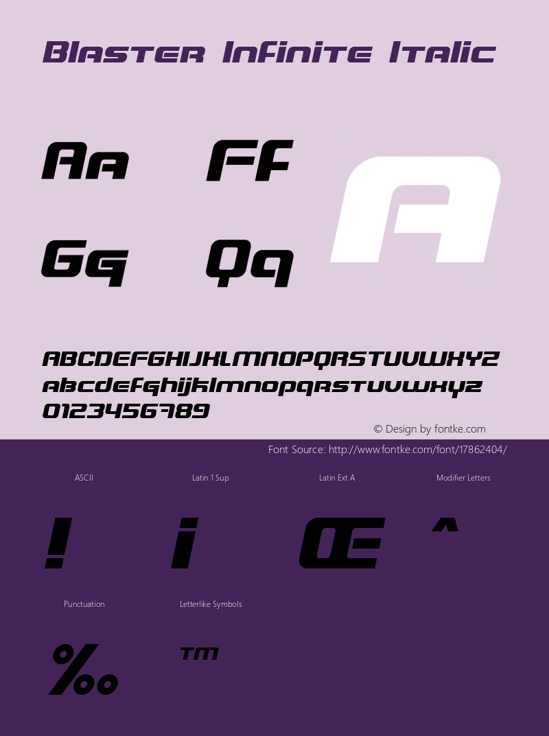 Blaster Infinite Italic Version 1.0; 2001图片样张