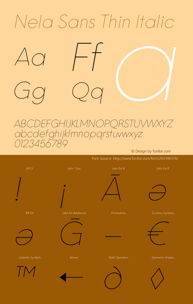 Nela Sans Thin Italic Version 1.000;FEAKit 1.0图片样张